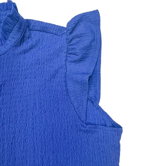 Sweet Rain Navy Blue Textured Flutter Sleeve V-Neck Blouse - 3XL - Picture 3 of 8